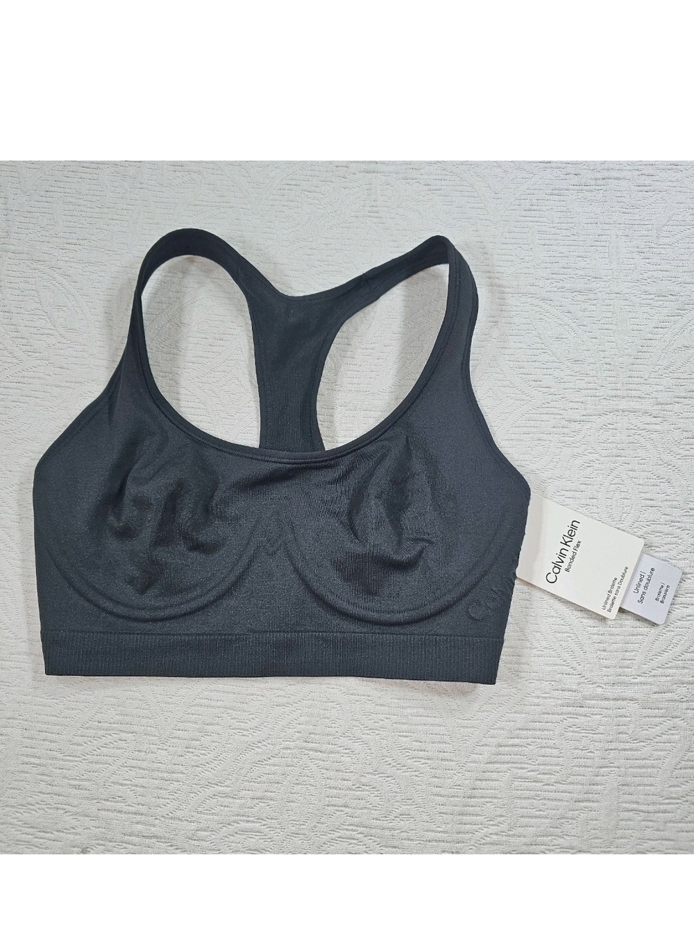 NWT Calvin Klein Black Bonded Flex Unlined Bralette Wireless QF6945 XS Sport Bra